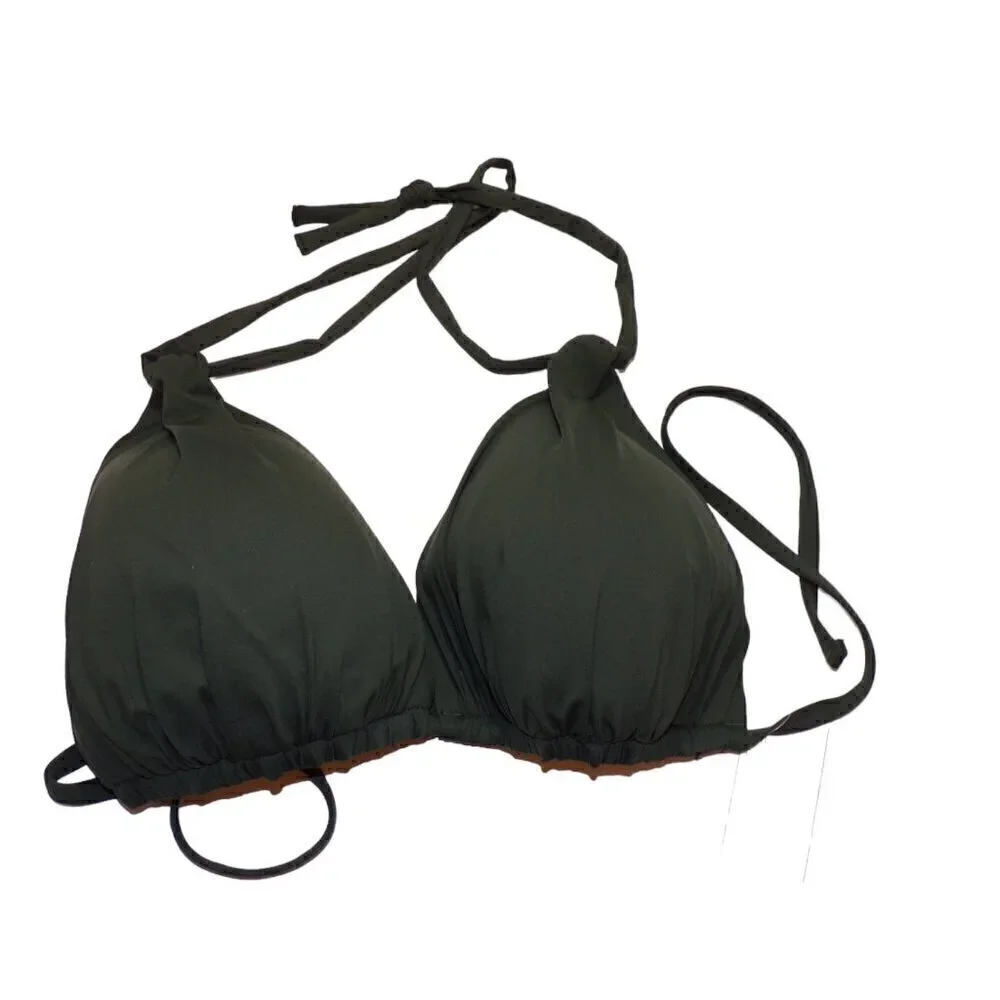 New La Blanca Women's Island Goddess Rouched Halter Bikini Swimsuit Top‎ sz 38DD